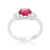 Slickblue Timeless Miranna 1.2ct Fuchsia CZ Classic Oval Engagement Ring - Rhodium-Plated Jewelry - 2 of 3