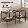 19"W Set of 2 Rectangle End Table Side Table Corner Table with Tempered Glass Tabletop and MDF Shelf-ModernLuxe - 3 of 4