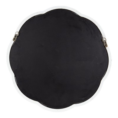 Maren 26" Distressed White Round Wooden Scallop Vanity Mirror