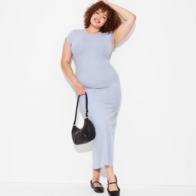 Women's Rib-Knit Short Sleeve Maxi T-Shirt Dress - Wild Fable™