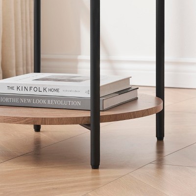 Round Coffee Table with Storage with Drawers Farmhouse Circle Table, Easy to Assemble Wood Accent Center Table