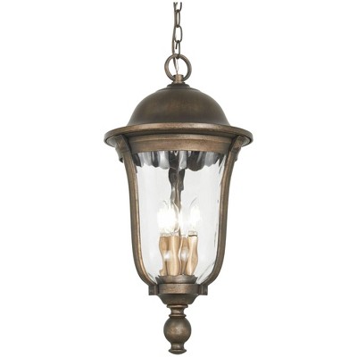 Minka Lavery Industrial Outdoor Hanging Light Fixture Tavira Bronze Damp Rated 25 1/4" Clear Seedy Glass for Post Exterior Porch