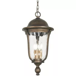 Minka Lavery Industrial Outdoor Hanging Light Fixture Tavira Bronze Damp Rated 25 1/4" Clear Seedy Glass for Post Exterior Porch