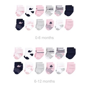 Luvable Friends Infant Girls Grow with Me Cotton Terry Socks, Sailboat, 0-6 and 6-12 Months - 1 of 2