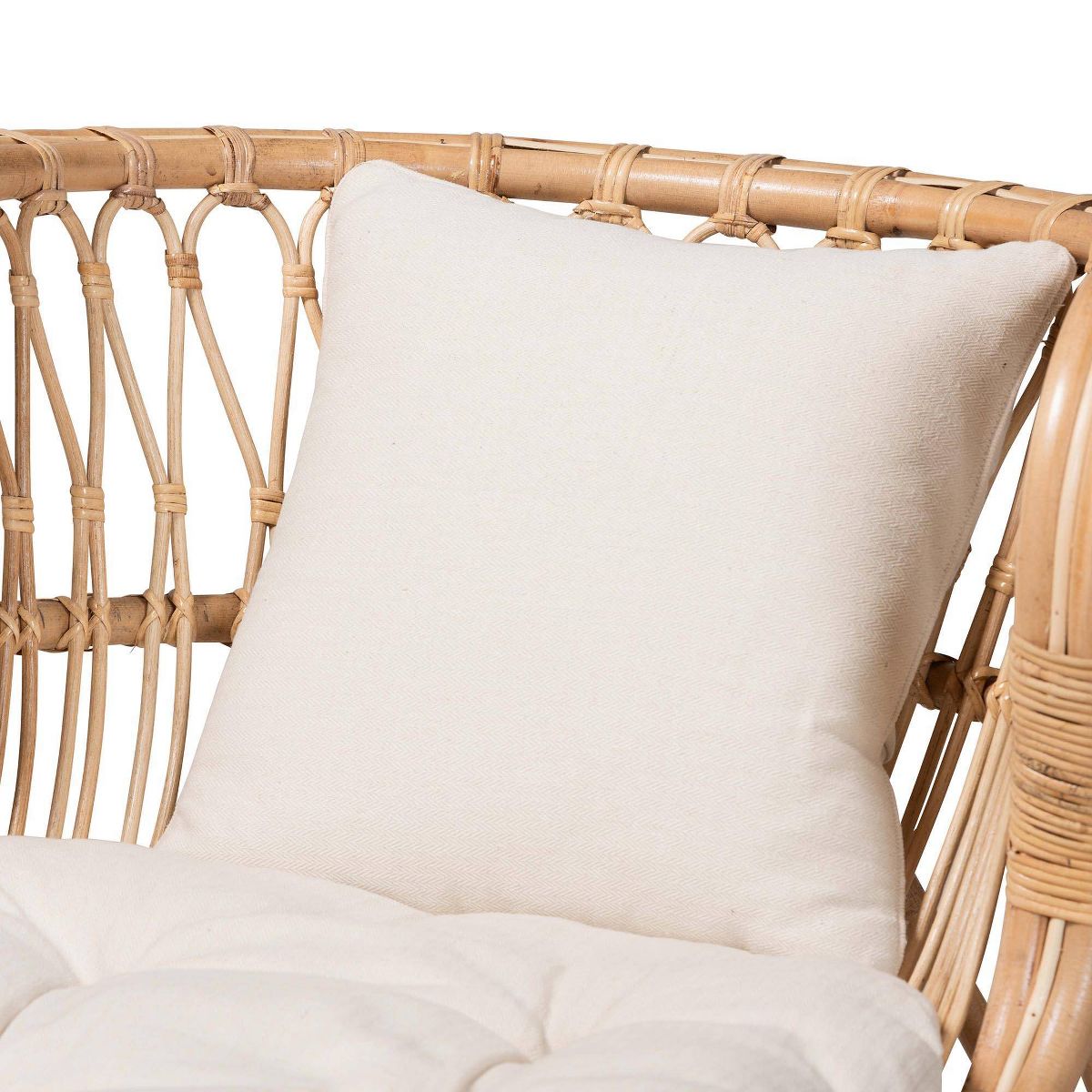 bali & pari Delara Rattan Chaise White/Natural Brown: Upholstered Polyester, No Assembly Required - thumbnail 6