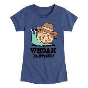 Girls' - Instant Message - Whoah Partner Snail Cowboy Fitted Short Sleeve Graphic T-Shirt - 1 of 4