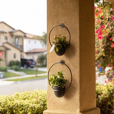 Black Iron 2-Piece Rustic Hanging Planter Set