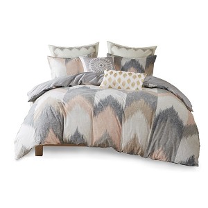 Gracie Mills Heise 3-Piece Modern Ikat Chevron Duvet Cover Set - 1 of 4