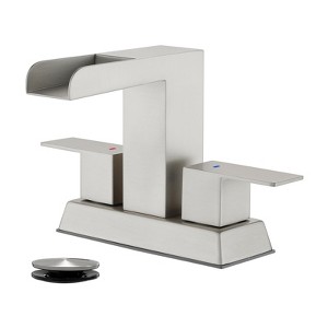Cobbe Bathroom Faucet 4-Inch Double Handle with Pop-Up Drain and Supply Hoses Centerset Vanity Sink Faucets Brushed Nickel - 1 of 4