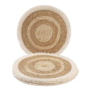 REGALWOVEN Farmhouse Placemats Set of 4 Woven Placemats for Dining Table Decor Indoor Kitchen Table Mat with Tassel - 1 of 4