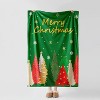 Lomsoe Green Christmas Trees Flannel Throw Blanket, Merry Christmas Blanket, Soft Cozy Holiday Blanket for Sofa, Bed, Couch, Xmas Decorative Blanket - 2 of 4