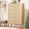Rattan 5 Drawer Dresser, 44''Farmhouse Wooden Storage Cabinet with Metal Legs and Handles - 2 of 4