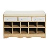 Entryway Storage Bench with 3 Drawers 10 Shoe Compartments and Cushioned Seat - 3 of 4