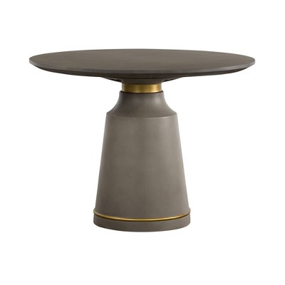 Pinni Round Dining Table Gray Concrete/Bronze - Armen Living