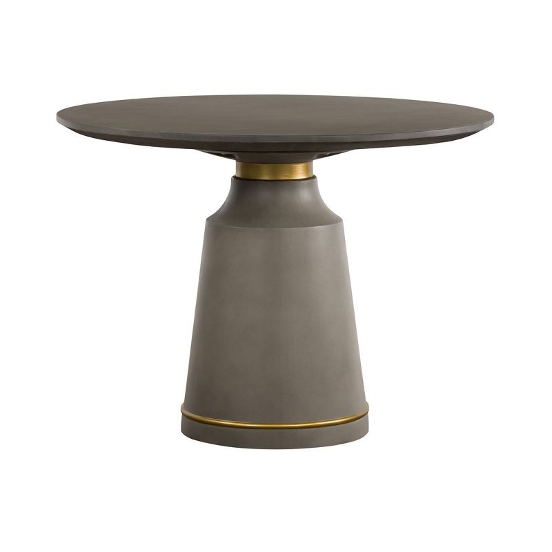 Pinni Round Dining Table Gray Concrete/Bronze - Armen Living, 1 of 8
