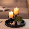 Attop Decorative Tray: White Beaded Round Wood Tray Circle Candle Tray Centerpiece Decor for Bathroom - 3 of 4