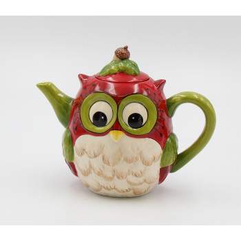 Kevins Gift Shoppe Hand Painted Ceramic Owl Teapot