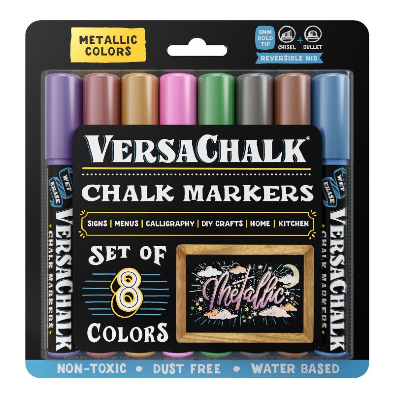 VersaChalk 8ct Liquid Chalk Markers Metallic Colors 5mm Tip, 1 of 4