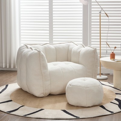 JUJABU Comfortable Square Lazy Sofa with Footstool, for Gaming, Reading & Relaxing in Bedroom or Living Room