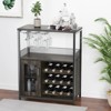 3-Tier Wine Bar Cabinet with Detachable Rack, Storage Buffet with Glass Holder & Mesh Door, for Kitchen Living Room Bar - 2 of 4