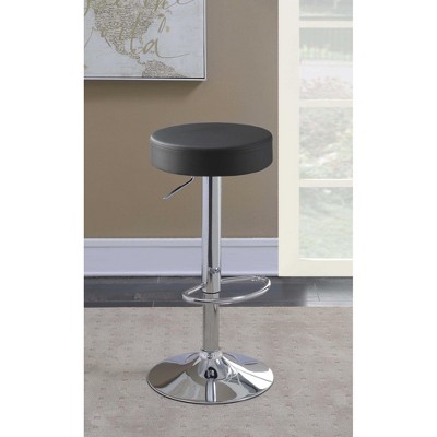 Adjustable Hydraulic Bar Stool, Padded Round Seat with Footrest on Chrome Base for Kitchen, Home Bar, or Counter