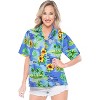 LA LEELA Hawaiian Shirts Womens Holidays Summer Short Sleeve Shirt Tops Tropical Vacation Button Up Beach Party Boho Shirt - 4 of 4