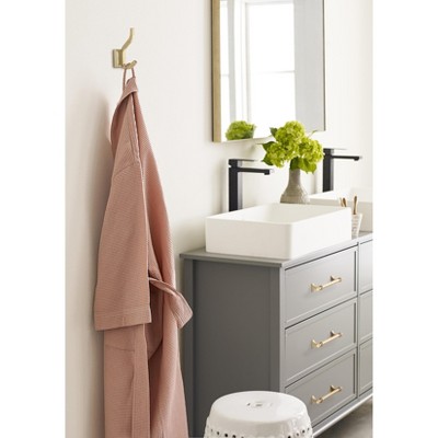 Golden Champagne Double Prong Metal Decorative Wall Hook