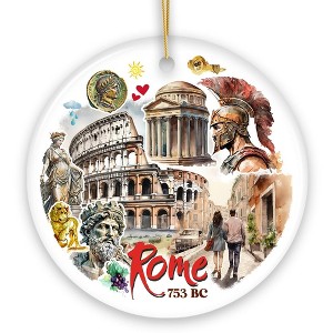 Artistic Rome Landmark Collage Ornament, Italy Christmas Gift with Roman Colosseum and Statues| OrnamentallyYou - 1 of 4