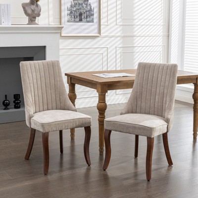 NicBex Set of 2 Velvet Tufted Upholstered Dining Chairs Armless Accent Side Chairs with Wood Legs