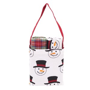 C&F Home Snowman Plaid Towel & Gift Bag Bundle S/3 - 1 of 4