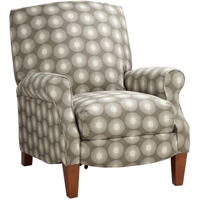 Kensington Hill Gray Fabric Recliner Chair Modern Armchair Comfortable Push Manual Reclining Footrest Bedroom Living Room Reading