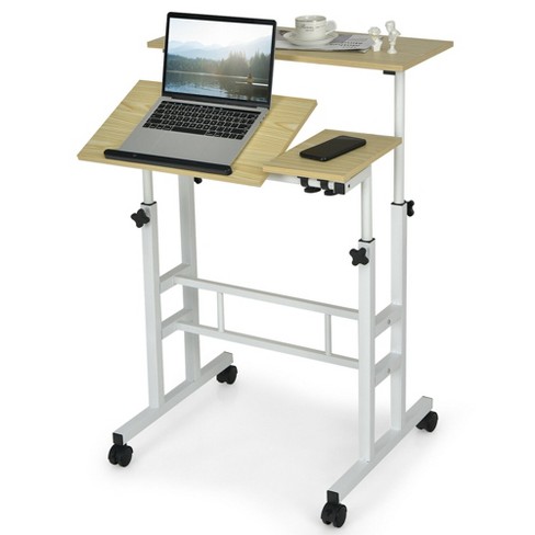 Costway Height Adjustable Computer Standing Desk W/wheels