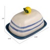 Storied Home Hand-Painted Stoneware Butter Dish with Lemon Shaped Handle and Stripes, Multicolor - 2 of 4