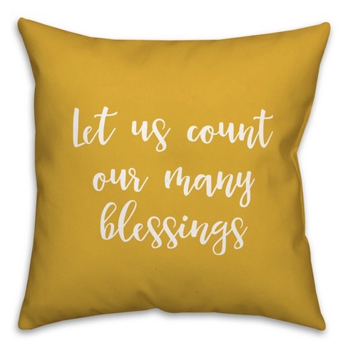 Creative Products Let Us Count Our Many Blessings in Mustard 18 x 18 Spun Poly Pillow - image 1 of 3