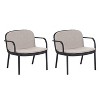 DOMETOUR Luna Outdoor PP Club Chair, Black Frame with Beige Cushion, Set of 2 - 3 of 4