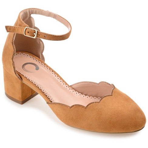 Journee Collection Womens Edna Wide Width Round Toe Low Block Heel Pumps,  Cognac 7 : Target