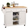NicBex Mobile Kitchen Island Cart Morden Kitchen Carts on Wheels with Storage with 2 Cabinets, 2 Drawers and 3-Tier Open Shelves for Kitchen, White - 2 of 4