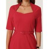 INSPIRE CHIC Women's Vintage Sweetheart Neck Sheath Dresses with Belt - 4 of 4