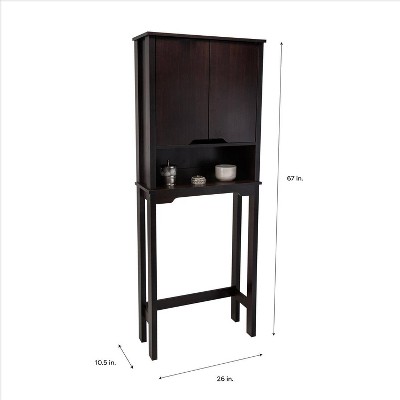 Espresso Wood Adjustable Over-the-Toilet Storage Cabinet
