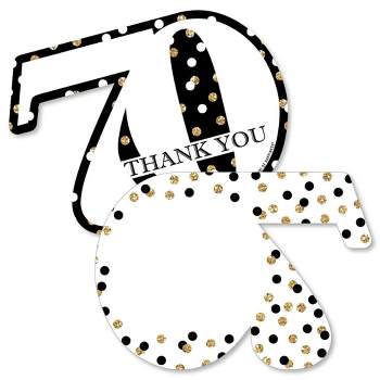Big Dot of Happiness Adult 70th Birthday - Gold - Shaped Thank You Cards - Birthday Party Thank You Note Cards with Envelopes - Set of 12