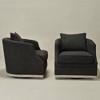 KINWELL 31" Wide Linen Fabric Upholstered Swivel Barrel Chair, Set of 2 - 4 of 4