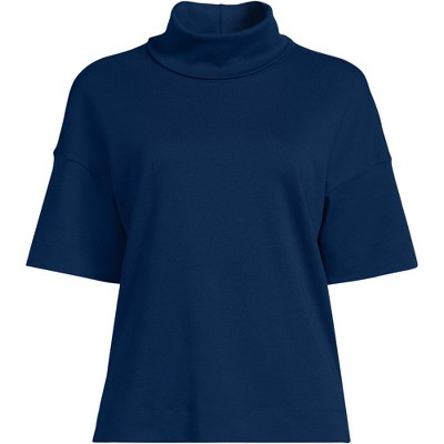 Lands' End Women's Elbow Sleeve Supima Cotton Relaxed Turtleneck