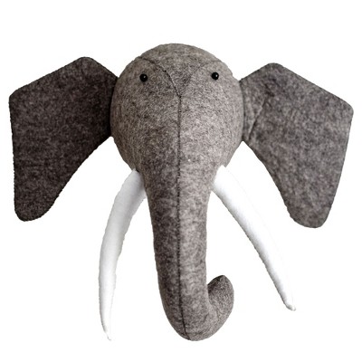 plush elephant head wall mount