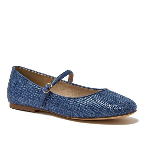 Обувь Lands' End Women's Classic Raffia Mary Jane Flats - 9 - Mediterranean Blue