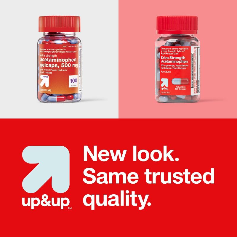 Acetaminophen Extra Strength Pain Reliever + Fever Reducer Quick Release Gelcaps - up & up™, 4 of 5