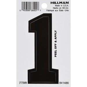 Hillman 3 in. Black Vinyl Self-Adhesive Number 1 1 pc (Case of 6) - 1 of 1