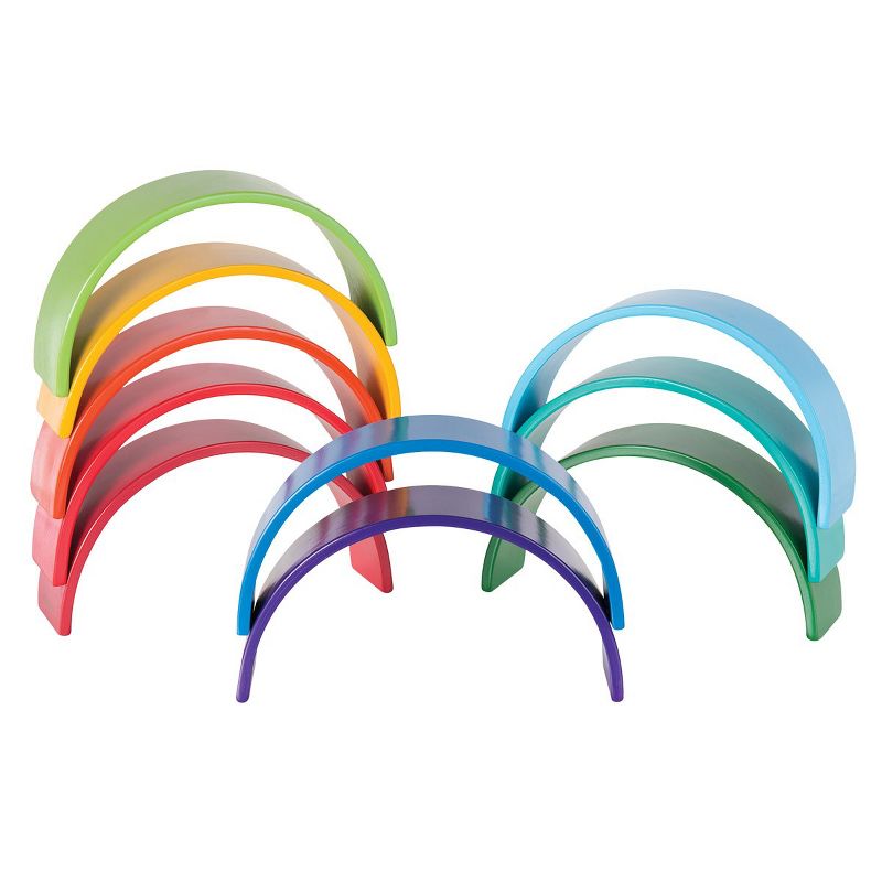 Kaplan Early Learning Colorful Wooden Rainbow Arches and Tunnels - 12 Pieces, 5 of 7