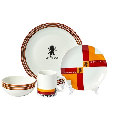 Seven20 Harry Potter Gryffindor 16-Piece Dining Set | Set Includes Plates, Bowls, & Mugs