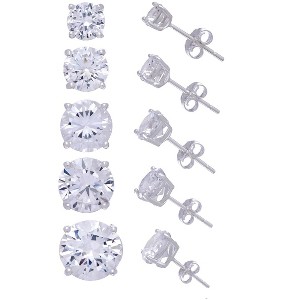 Designs By Gioelli Sterling Silver Cubic Zirconia Stud Earrings Set - 1 of 3