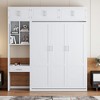 Queen Size Wall Murphy Bed with Desk, Top Cabinet and Storage Shelves - 2 of 4
